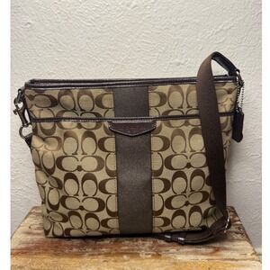 Coach Signature Stripe Crossbody File Bag Monogram Canvas Y2K F28502